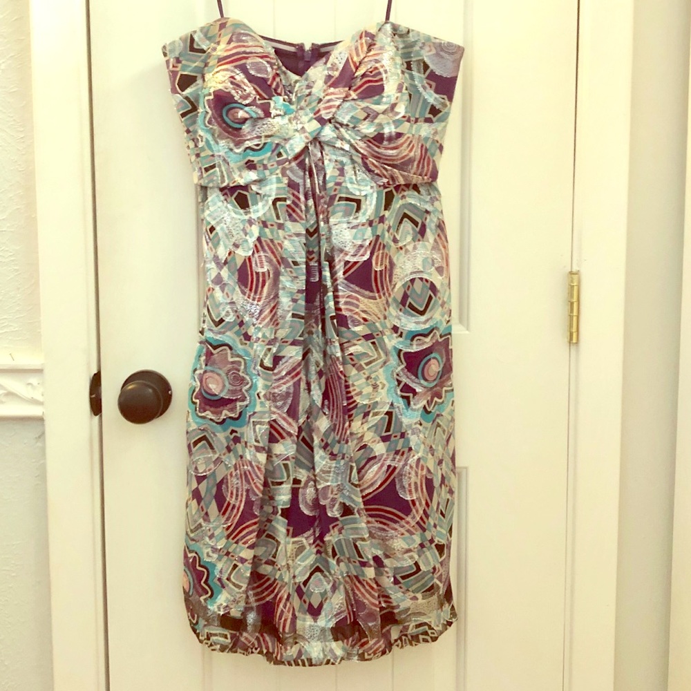 Metallic Nicole Miller Strapless Dress